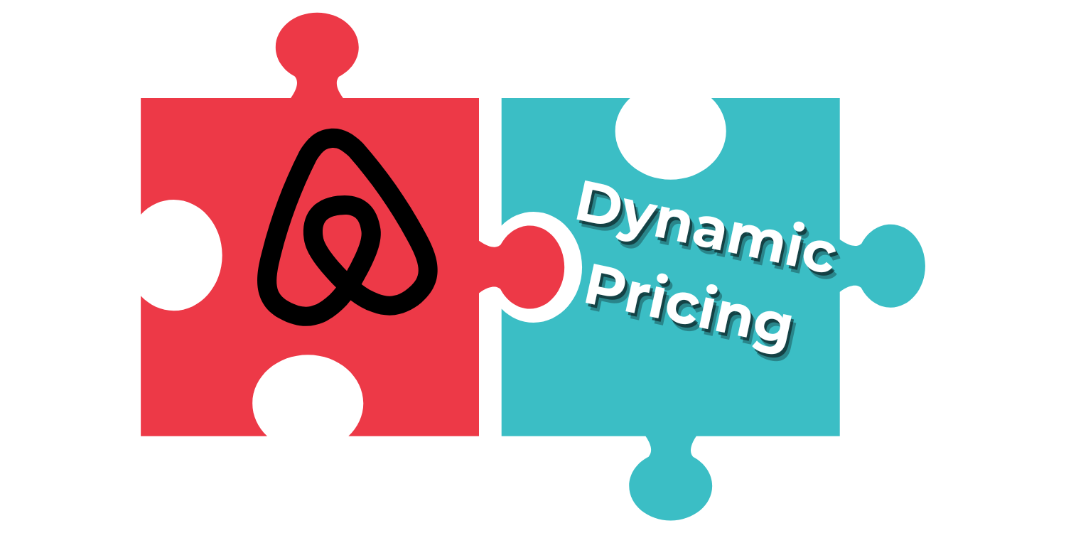 Dynamic Pricing Strategy for Airbnb Listings Puzzle graphic showing Airbnb logo and dynamic pricing strategy to illustrate the importance of pricing optimization for Airbnb hosts.